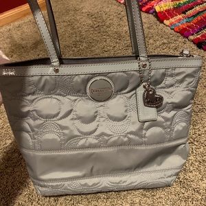 Gray Coach handbag